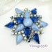 Vintage Brooch Blue Glass and Rhinestone