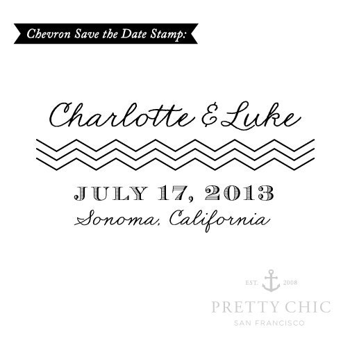 Chevron Save the Date Stamp - Custom Stamp by Pretty Chic