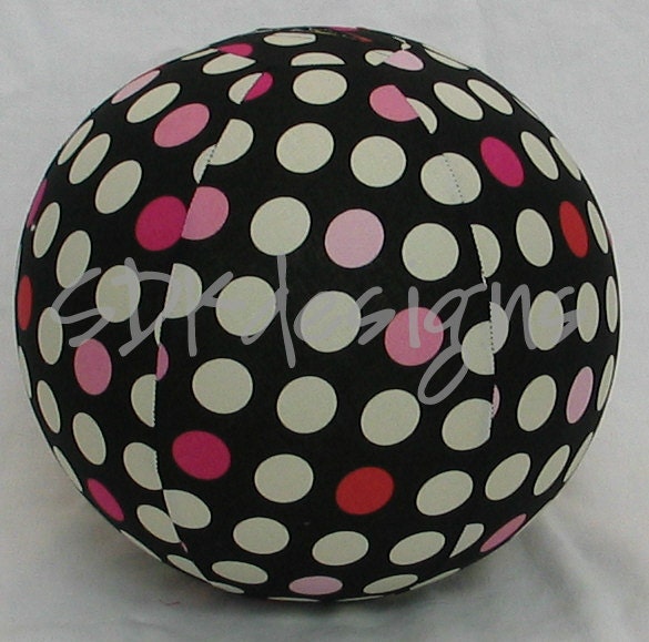 Fabric Balloon Ball TOY - Pink and White Polka Dots on Black - as seen with Michelle Obama on parenting.com