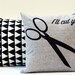 Mountains of Montana - black and natural triangle repeat pattern organic screenprinted pillow