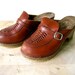 Vintage // Leather Clogs // Woven Leather // buckles // Gypsy Boho