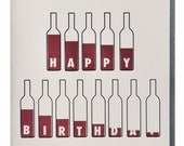 Bottle of Wine Birthday Card Wine Lovers Letterpress