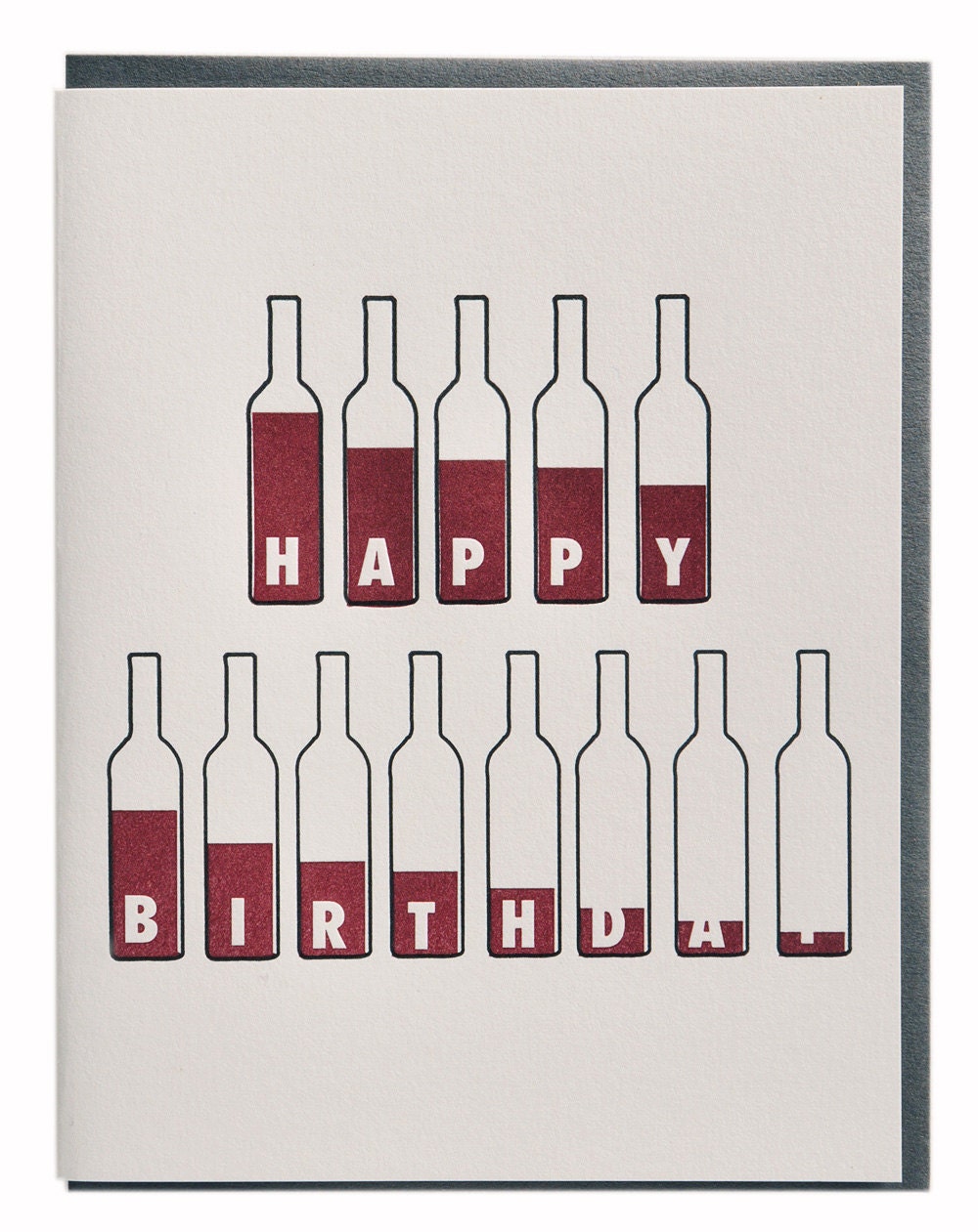 Bottle of Wine Birthday Card Wine Lovers Letterpress