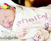 Personalized Baby Blanket - Baby Blanket - Birth Announcement  - Cotton Knit - Swaddle - You choose name, colors and size - Photo Prop