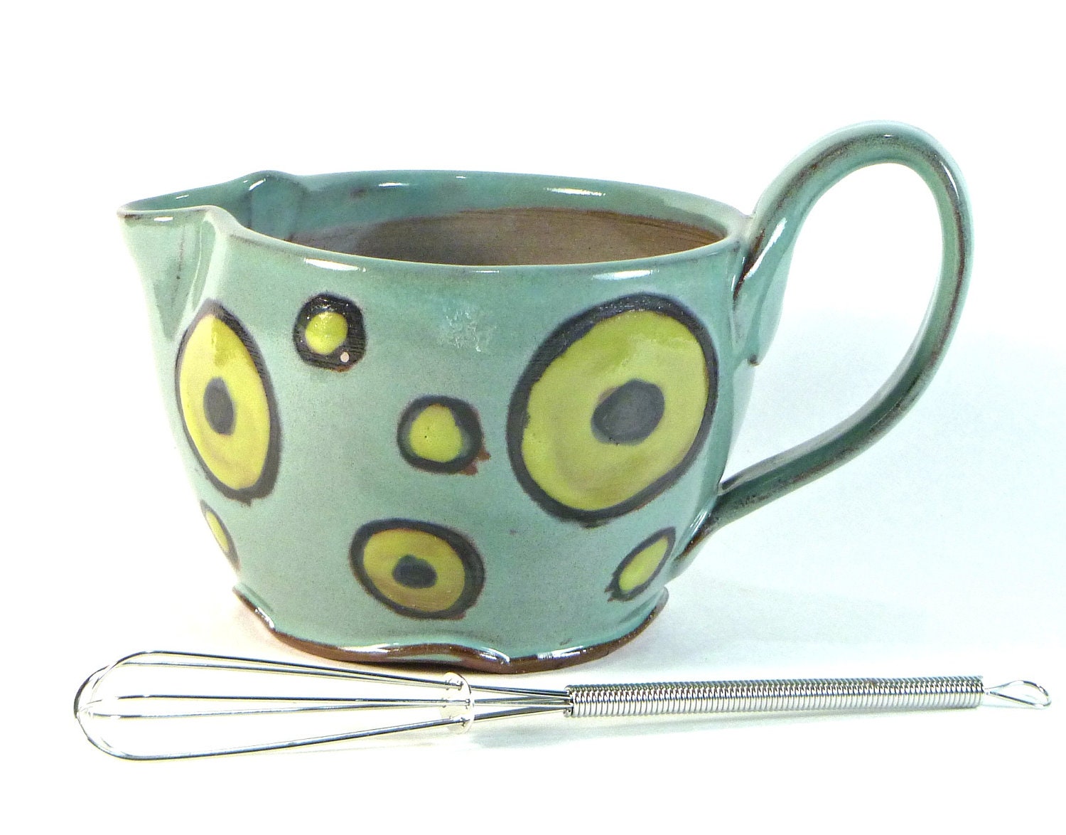 handmade mixing bowl with whisk