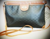 Vintage, Black, Brown, Leather, Gucci, Handbag, Shoulder, Strap, Handbag, Hand, Bag, Gold, Accents, Small