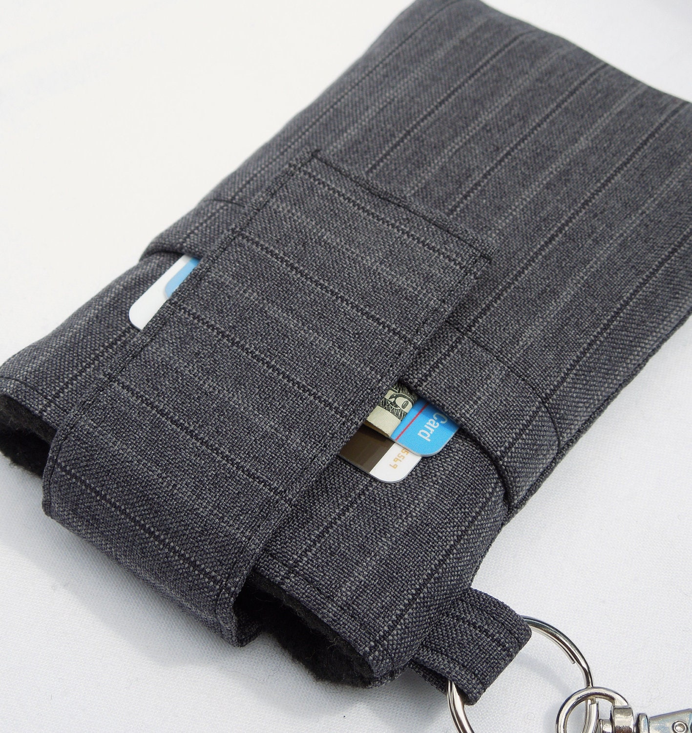 iPhone 5, 4,Droid, Blackberry, Samsung,IPod Touch  HTC CASE (Padded , pocket and cover) -- Gray Strip Suiting