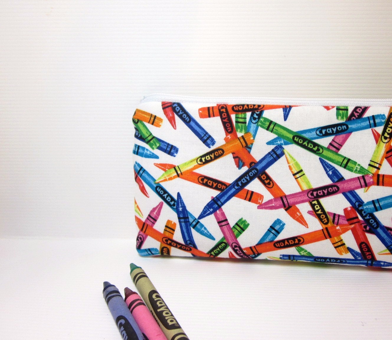 Cotton Pencil Case Zipper Pouch Colorful Crayons