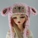 Pink Lamb Hat for MSD BJD, 1/4 Dollfie, Minifee