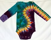 Children Baby Onesie 18 month Tie Dye Red Orange Yellow Lime Green Purple Lilac Jade Long Sleeve AnnThenBaby