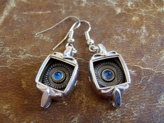 Steampunk Earrings - Bejeweled  - Steampunk - Repurposed art