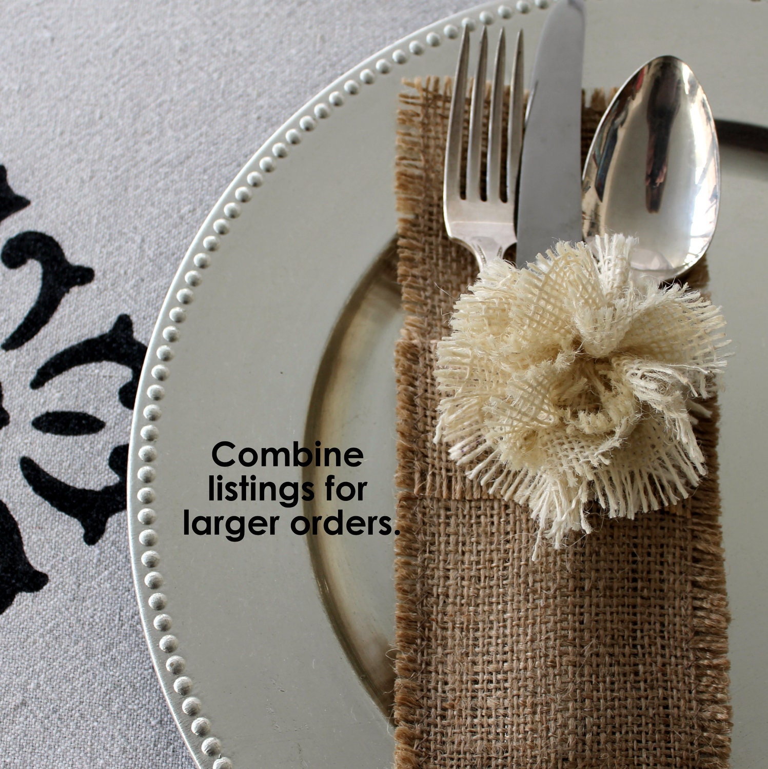 50 Burlap Silverware Holders - Large Order Listing 50 pieces