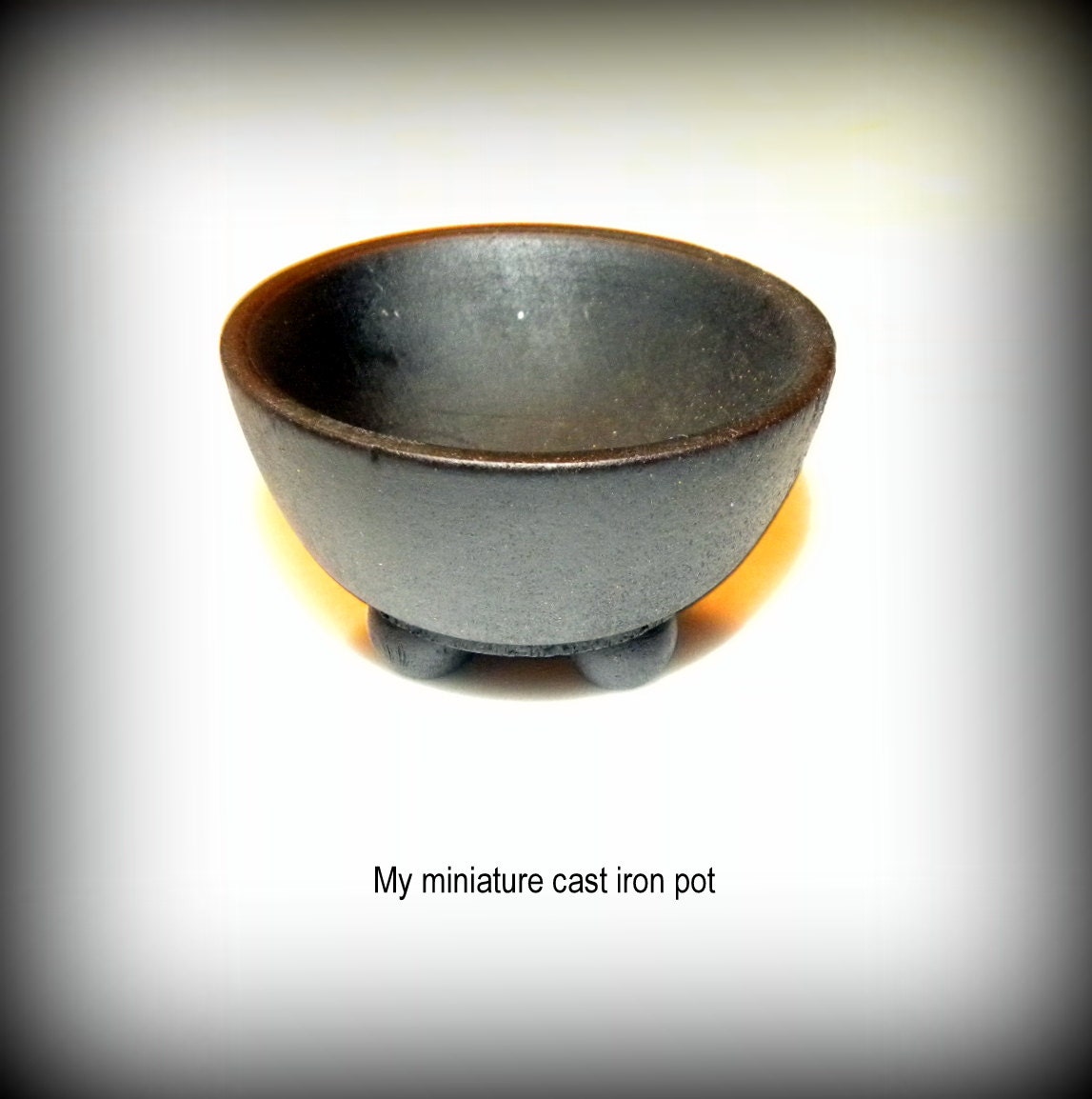 Handmade miniature black pot-Faux cast iron pot-Fairy garden cook pot-Wedding favors