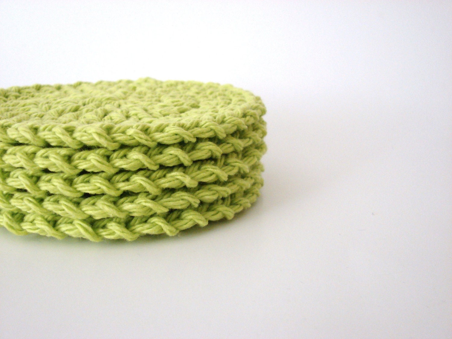 Crochet Face Scrubbies Bright Green Reusable Cotton Rounds Set of 5 - MADE TO ORDER, Bathroom Home - MyHobbyShop