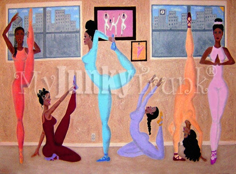 Stretchin Sistas- African American Fitness Yoga Exercise Print