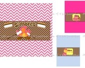 Camp Out Girl Party Candy wrappers PRINTABLE DIY Customizable