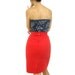80s red pencil skirt S high waist cotton