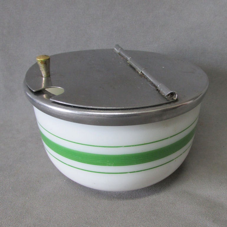 Art Deco Restaurant Style Sugar Bowl with Hinged Lid by Neatcurios