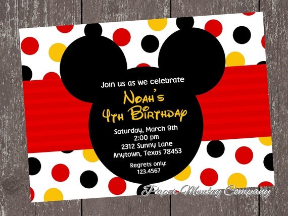 Mickey Mouse Birthday Invitation Il_570xn