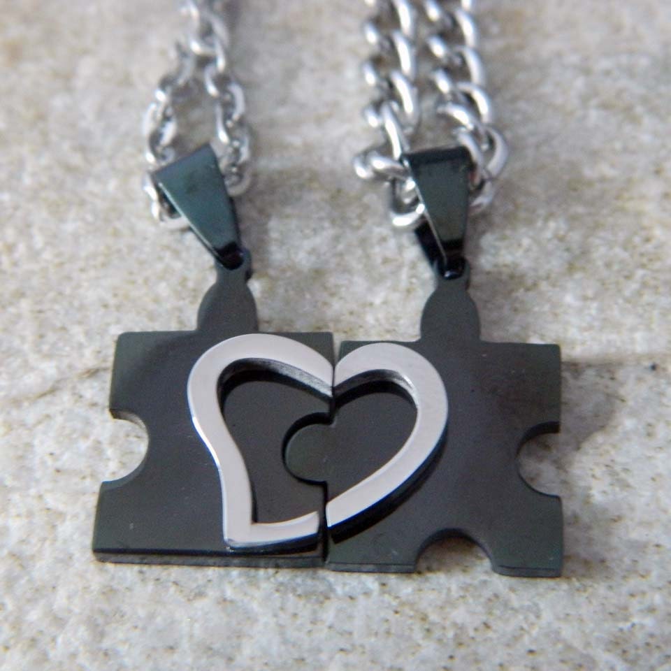 You are the Piece to My Puzzle His and Hers Stainless Steel Necklaces