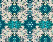 Garden Courtyard Damask in Bayou Turquoise Blue Fabric by Free Spirit Fabrics Design Loft - 1 yard