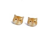 Cute Orange and White Exotic Cat Kitten Stud Earrings - A14E84