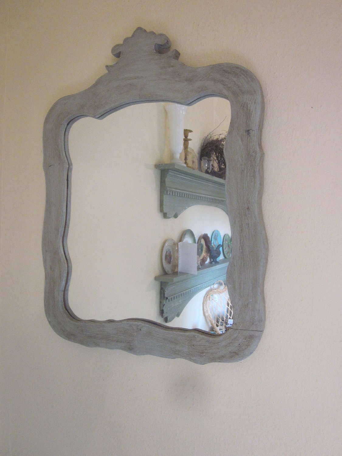 Architectural Salvage Frame with Mirror and Crown