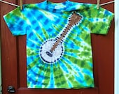 Banjo Tie Dye T-shirt - Blue and Green  - Made To Order ADULT S, M, L, XL, XXL