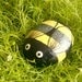 Bumble bee, painted rock, June garden, yellow, black, honey bee, whimsical garden decor, handmade by Rockartiste