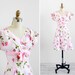 r e s e r v e d - vintage 1960s dress /1950s dress / White and Pink Roses Polished Cotton Party Dress