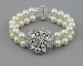 Bridal pearl bracelet , wedding jewelry, bridal jewelry, bridal party jewelry, pearls, bridesmaids gift, bridal bracelet - Style 379