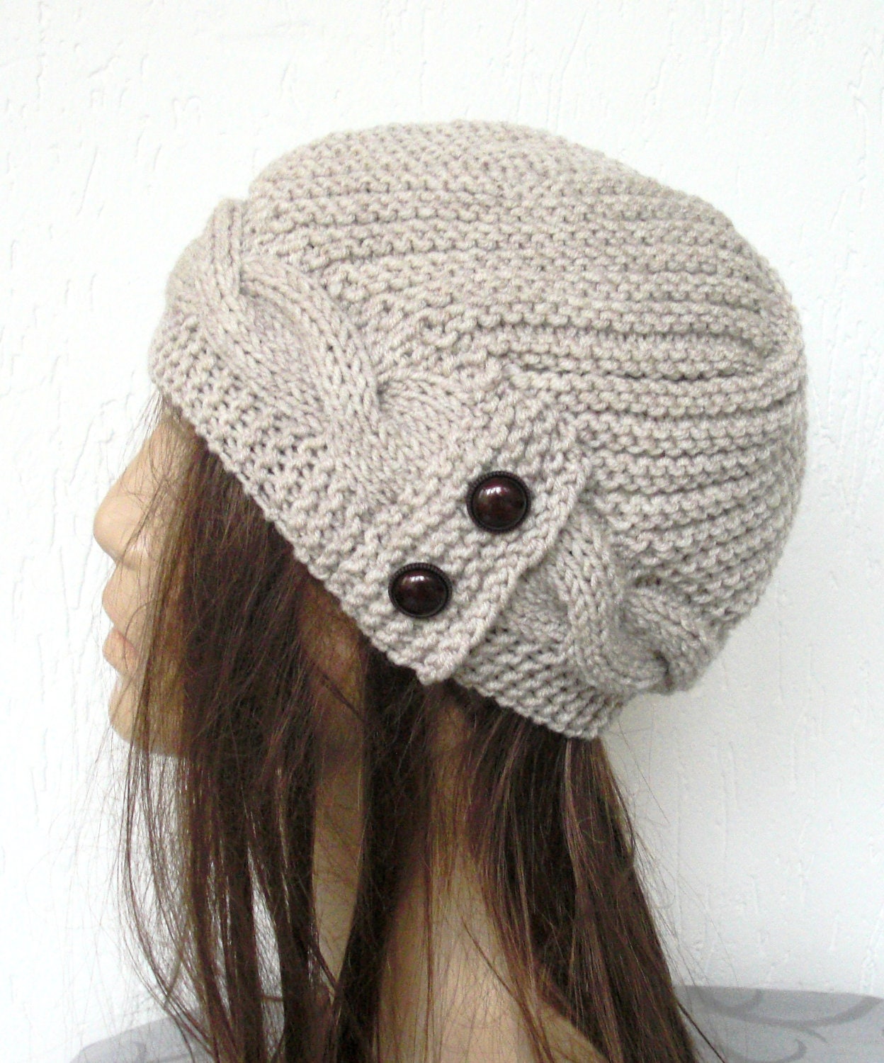 Hand Knit Hat- winter hat - Womens hat Cloche hat in Oatmeal Beige Winter Accessories Fall Autumn Winter Fashion Christmas Gift