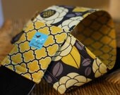 Camera Strap Yellow and Gray Aviary, Reversible, Built in Lens Cap Pocket