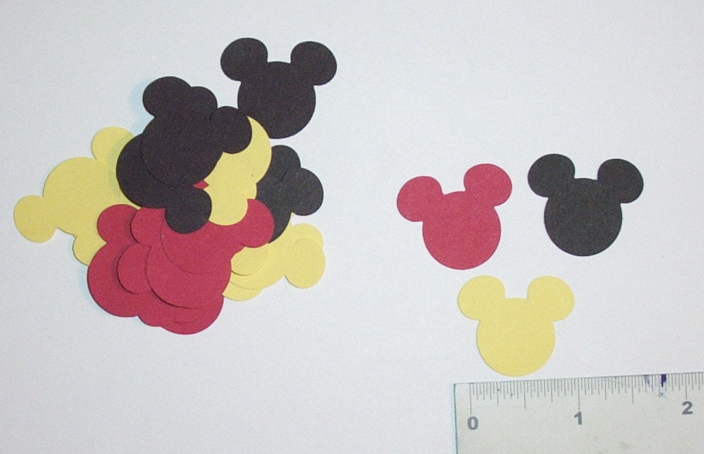 30 Mickey Mouse heads   10 black, 10 red, 10 yellow.