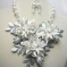 Winter Wonderland - Swarovski Pearl and Crystal Bridal Statement Necklace, zoeJane, Wedding Jewelry, Fantasy Flower Collection