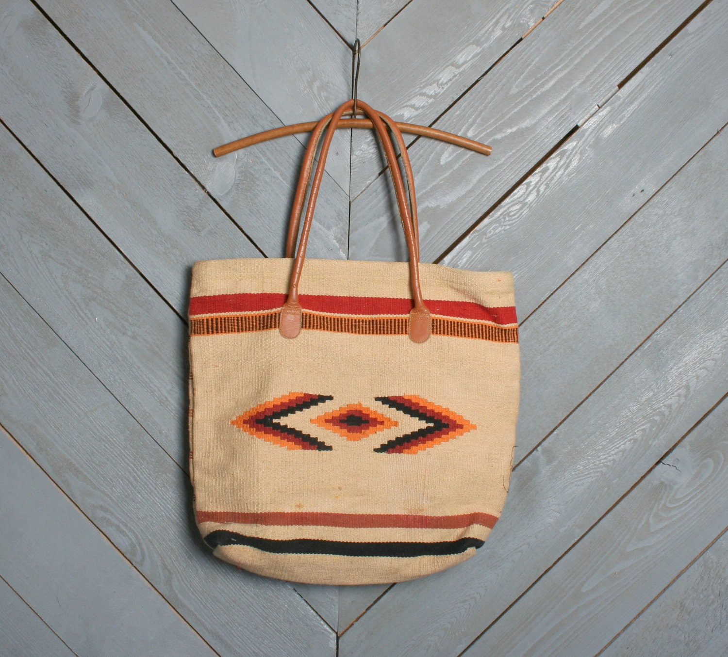 80s NAVAJO BAG / Huge Native Inspired Blanket Tote