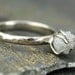 Prong-Set Rough Large Diamond Engagement Wedding Two Ring Set in 18k White or Yellow Gold- Size E Diamonds