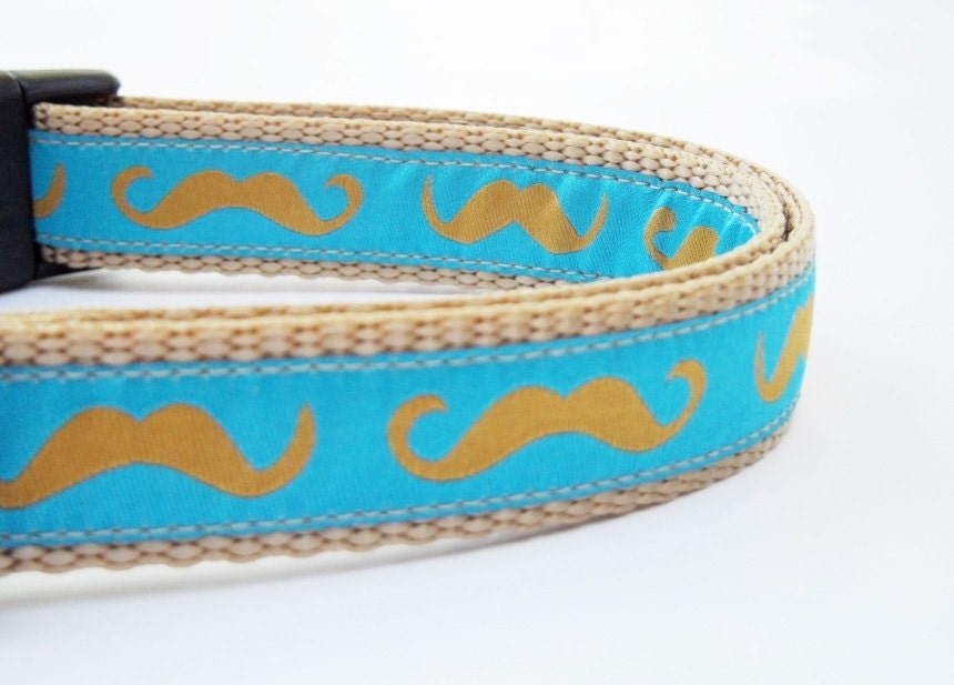 The Hipster - Mustache Dog Collar / Adjustable / Pet Accessories / Handmade / Handlebar Mustache / Collars