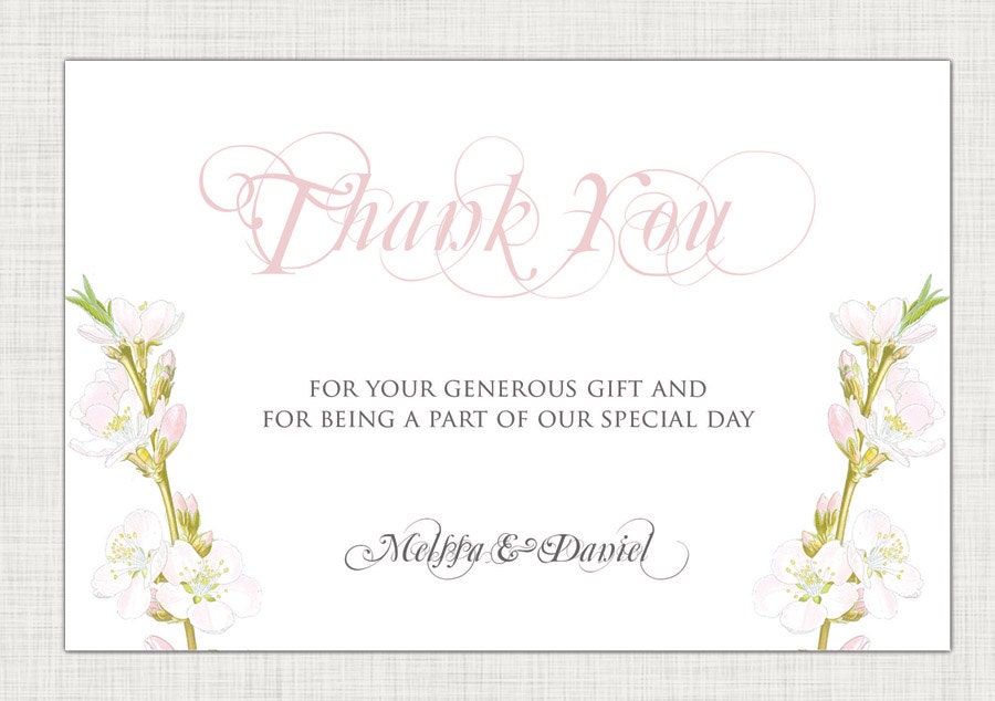Spring Floral Flat Thank You Card for Wedding