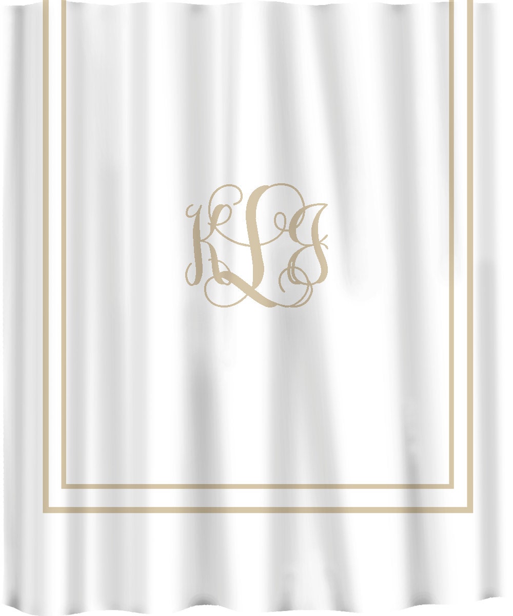 Custom Shower Curtain -Simplicity in White or Cream with monogram in your colors - can do any color background or monogram