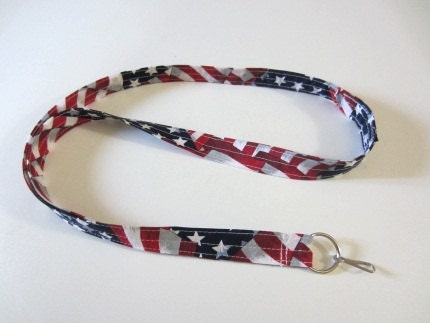 Flag Fabric Patriotic Lanyard ID Badge Key Holder Back to School Work Unisex