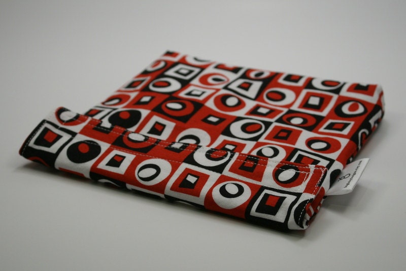Reusable eco friendly washable Sandwich Bag - red, white, black geometric