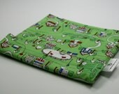 Reusable eco friendly washable Sandwich Bag - city park map on green