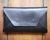 Large Black Leather Clutch