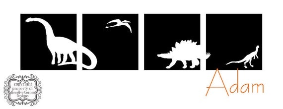 Dinosaur Block Set With Custom Name Vinyl Decal