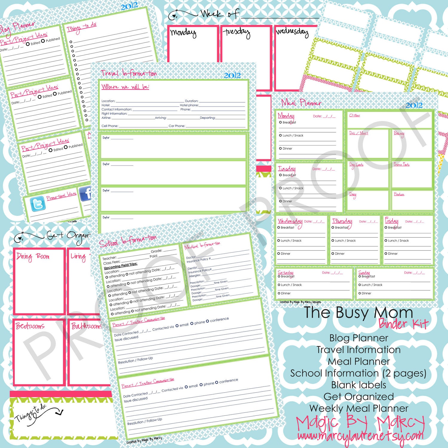 The Busy Mom Organizational Family Binder Printables add on kit INSTANT DOWNLOAD Il_170x135