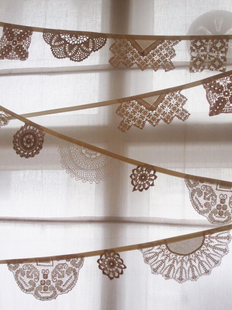 Vintage Doily Bunting. Crochet Vintage doilies in white.