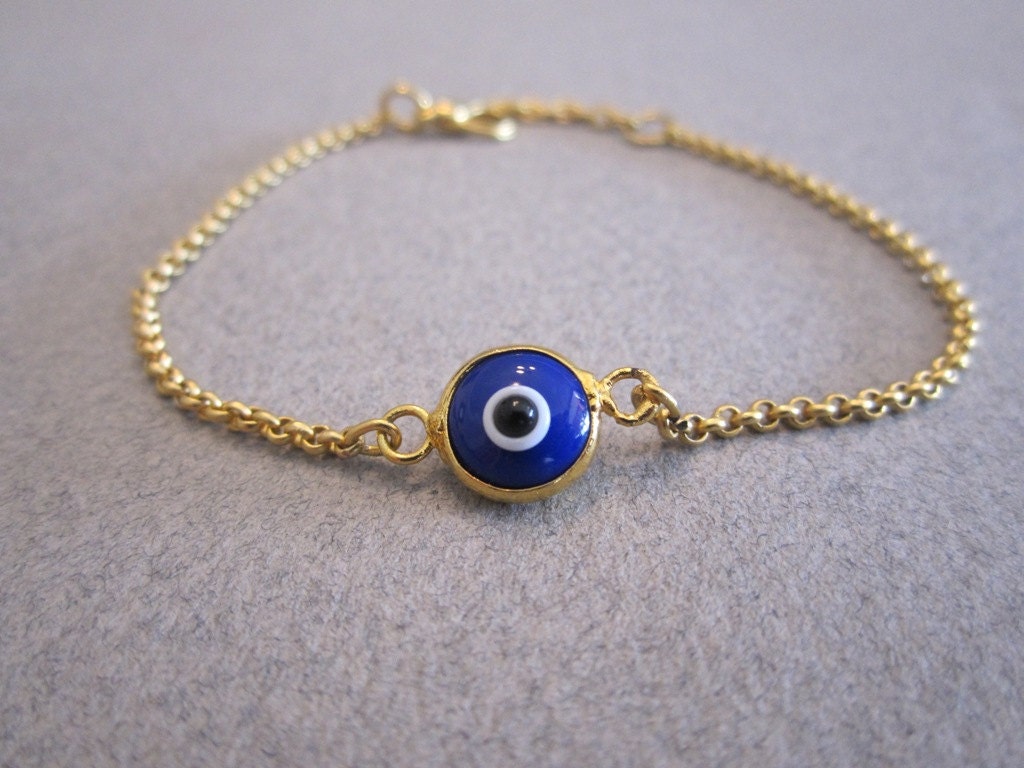 Evil Eye Bracelet Celebrity Style with Dark Blue Bead Good Luck Bracelet Lucky You Bracelet