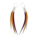 Long Interchangeable Feather Earrings with Eggplant Purple, Mustard Yellow and Champagne Beige Plumes