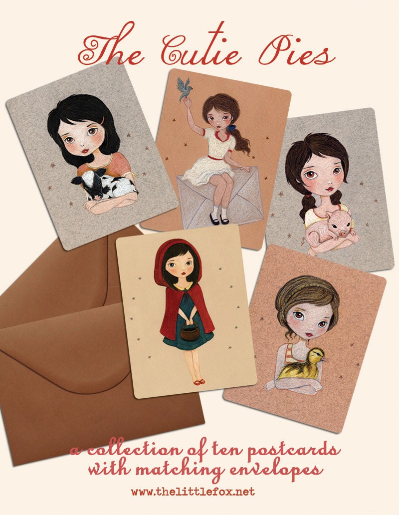 Set of Postcards, Postcard Lot, Art Postcard Set, Postcard Set, Blank Card Set, Postcard Collection, Pastel, Cute, Children - The Cutie Pies